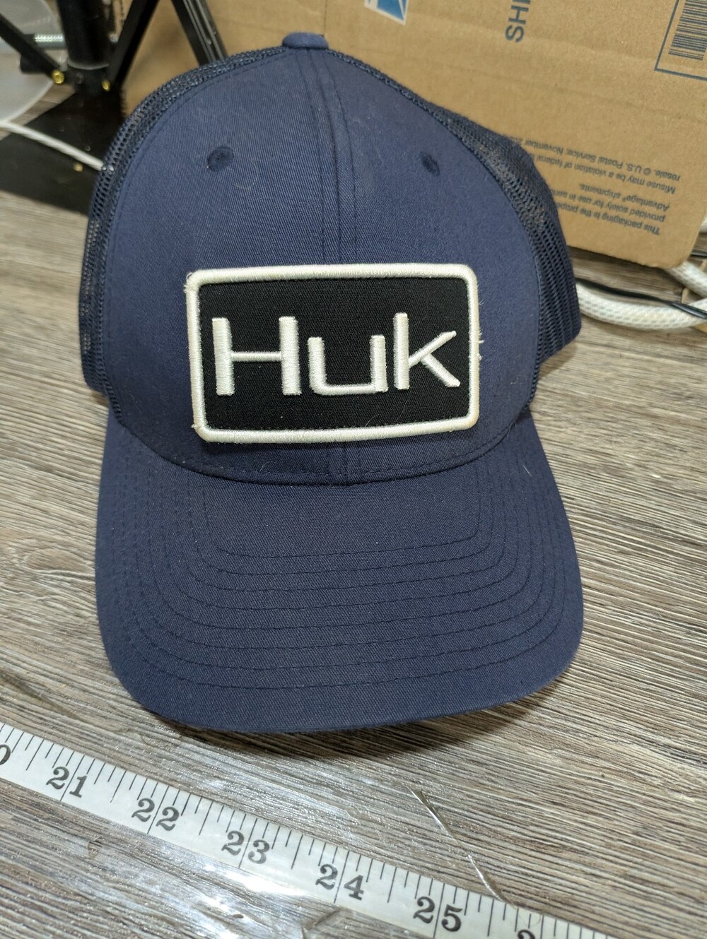 Huk Fishing Navy Blue Mesh Back Snapback Trucker Hat One Size